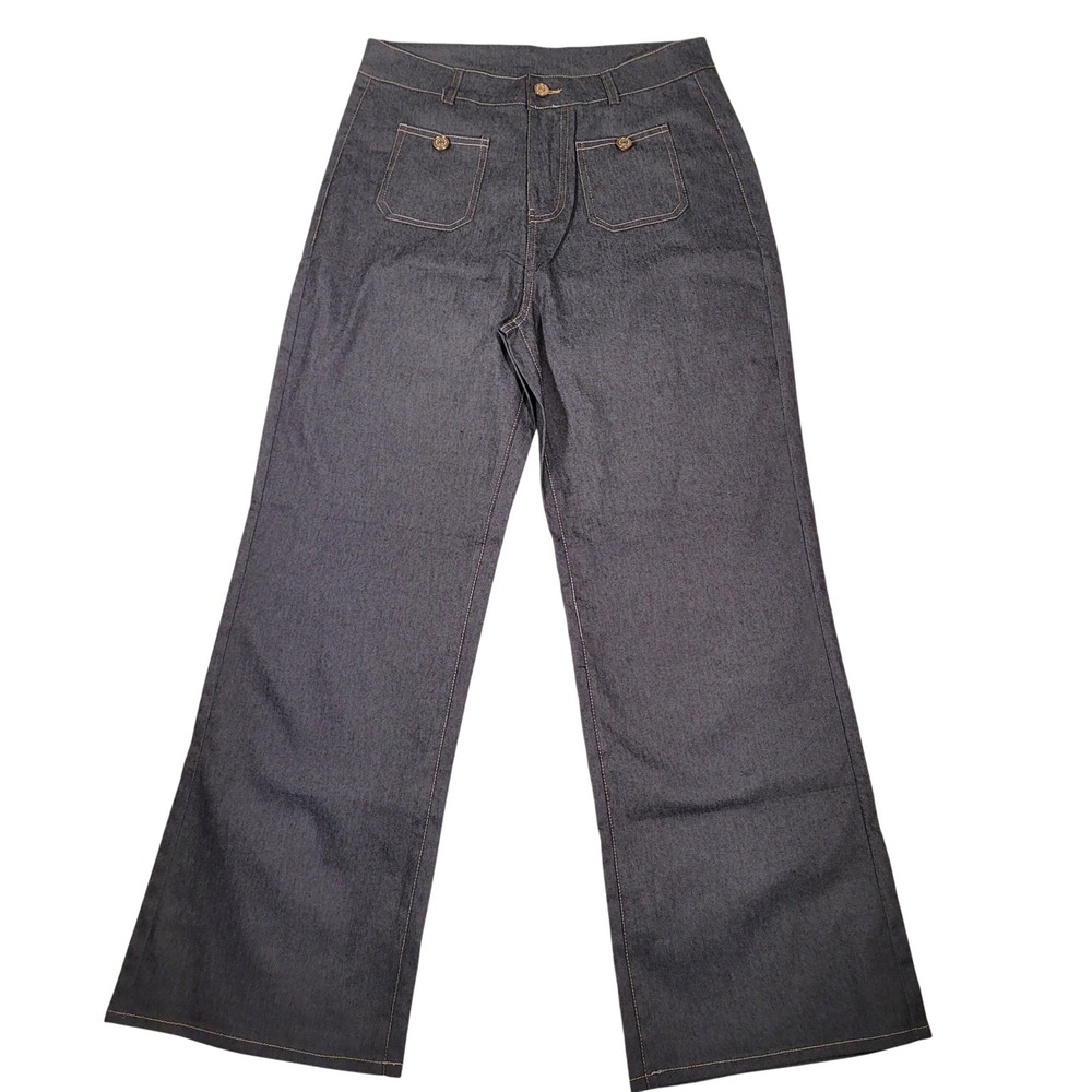 Ultra Lightweight Travel Jeans Sailor‎ Wide Leg Stretch Black L Nautical Coastal